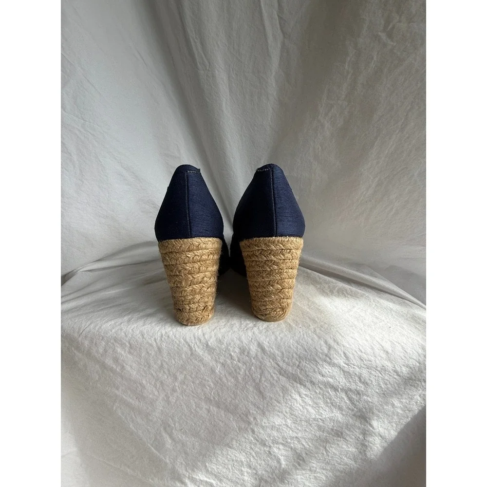 White Mountain Matador Navy Blue Espadrille Wedge Sandals Womens 8.5 M W14494Z